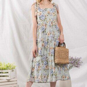 Floral Maxi Dress with Tie Straps